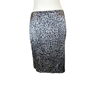 Ann Taylor | Silk Gray/Black Animal Print Pencil Skirt | 4